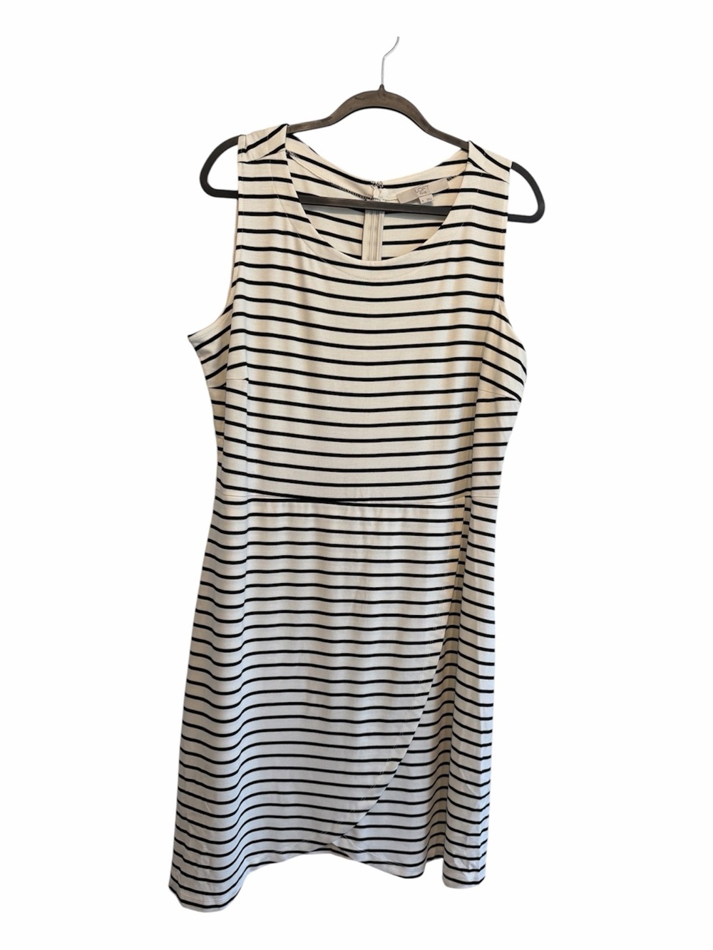 LOFT Black and White Striped Sleeveless Dress